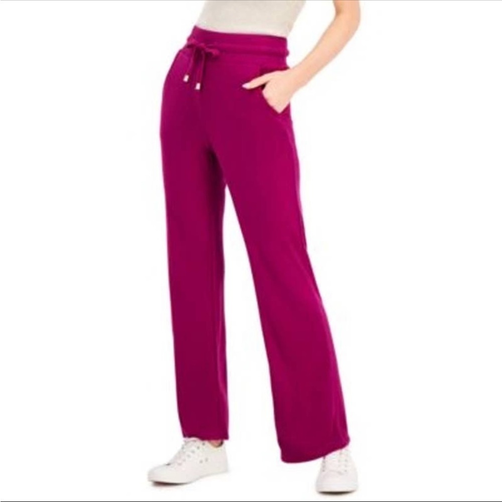 INC International Concepts Knit Sweatpants in Autumn Berry Flare Leg